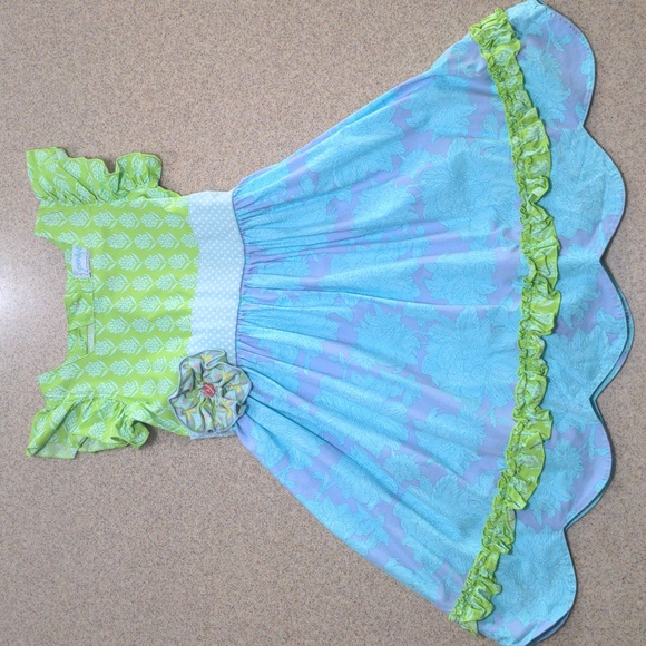 Shrimp and Grits Other - Serendipity Shrimp and Grits Green, Purple and Blue Scalloped Hem Dress Size 7-8